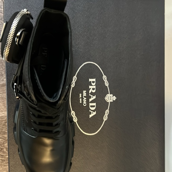 Prada Men’s Monolith brushed leather and Re-Nylon boots with pouch - Picture 5 of 8